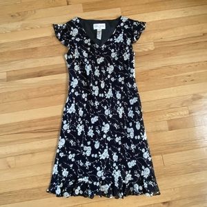 Lined floral, business casual dress